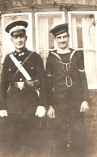 William (left) with brother Thomas, wearing each others uniforms